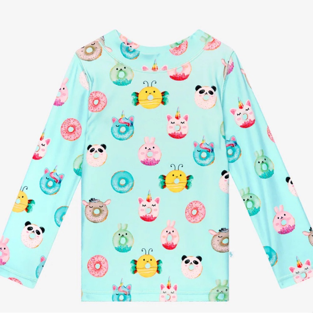 NWT POSH PEANUT LONG SLEEVE RASH GUARD DONUTS